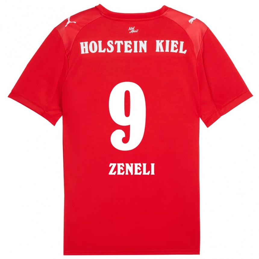 נשים כדורגל Endrit Zeneli #9 אדום כחול הרחק ג'רזי 2025/26