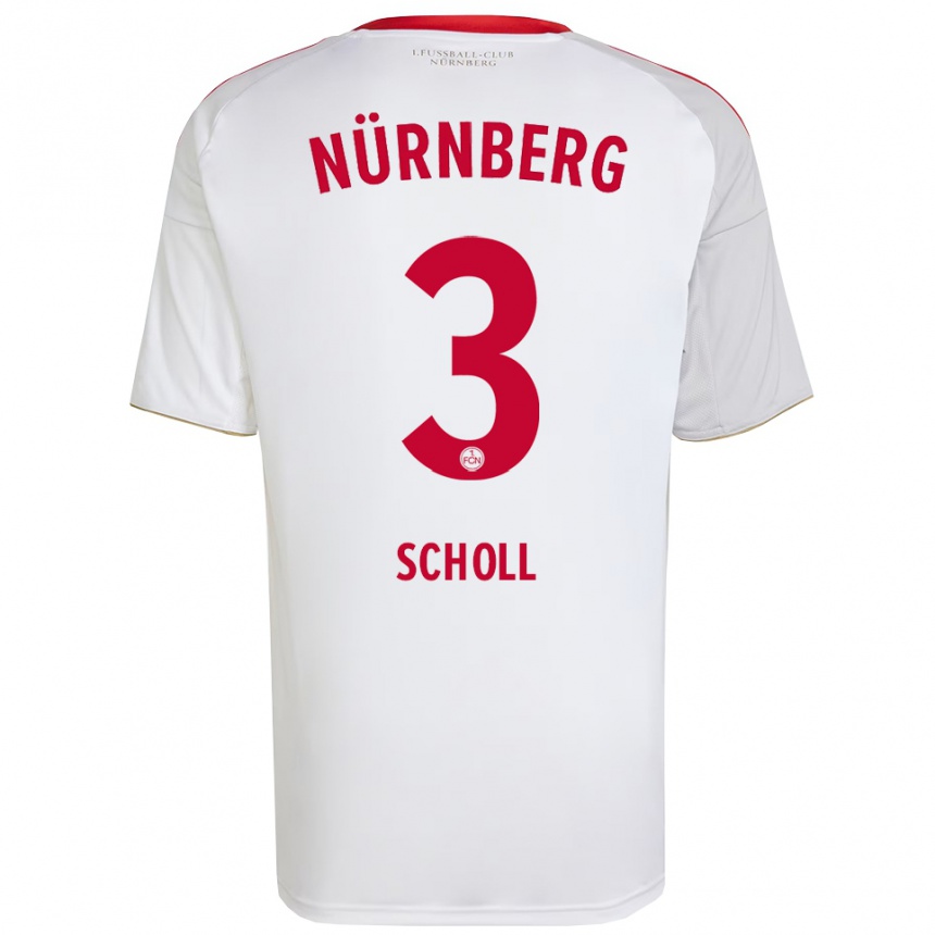 נשים כדורגל Phil Scholl #3 לבן אדום הרחק ג'רזי 2025/26