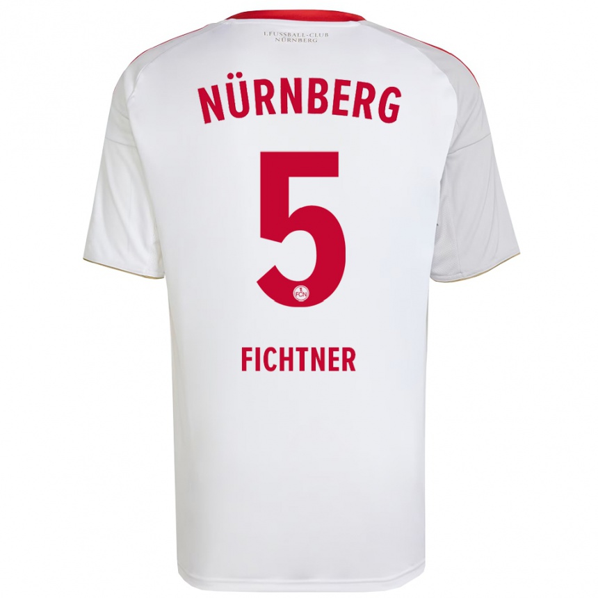 נשים כדורגל Tom Fichtner #5 לבן אדום הרחק ג'רזי 2025/26