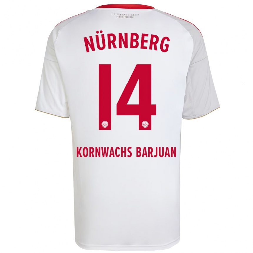 נשים כדורגל Marc Kornwachs Barjuan #14 לבן אדום הרחק ג'רזי 2025/26