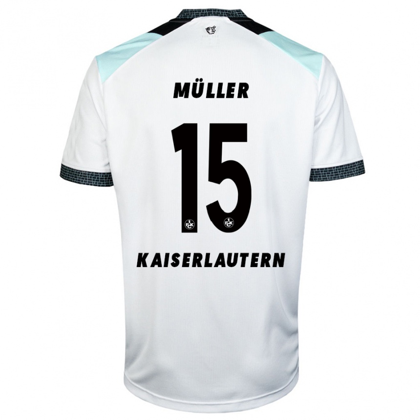 נשים כדורגל Erik Müller #15 לבן שחור הרחק ג'רזי 2025/26