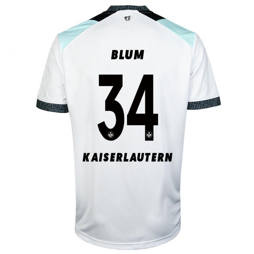 נשים כדורגל שון מארק בלום #34 לבן שחור הרחק ג'רזי 2025/26