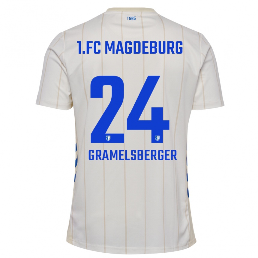 נשים כדורגל לנרט גרמלסברגר #24 לבן כחול הרחק ג'רזי 2025/26