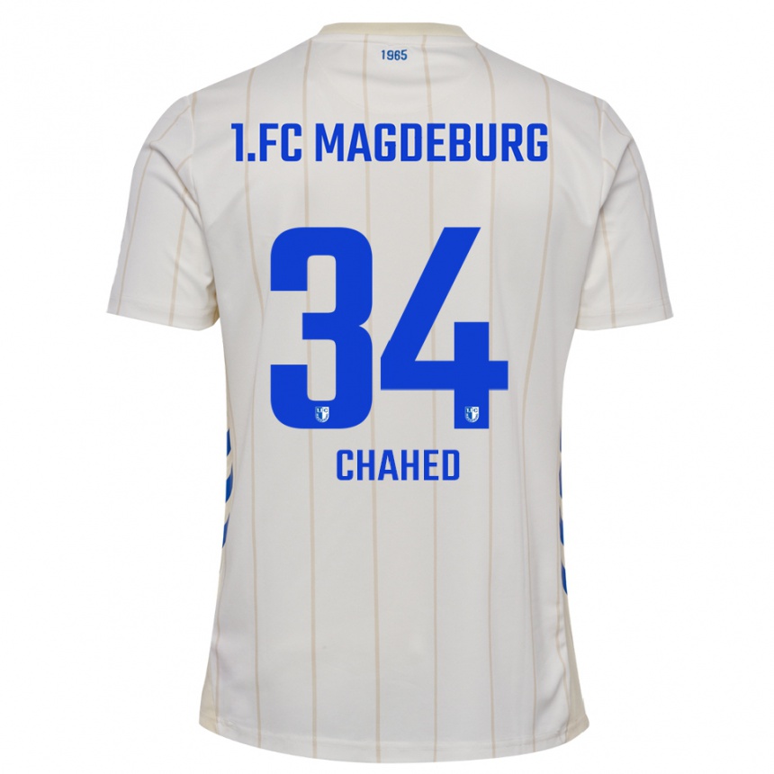 נשים כדורגל טארק צ'אד #34 לבן כחול הרחק ג'רזי 2025/26