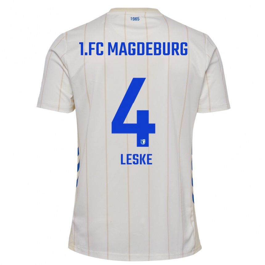 נשים כדורגל Jona Leske #4 לבן כחול הרחק ג'רזי 2025/26