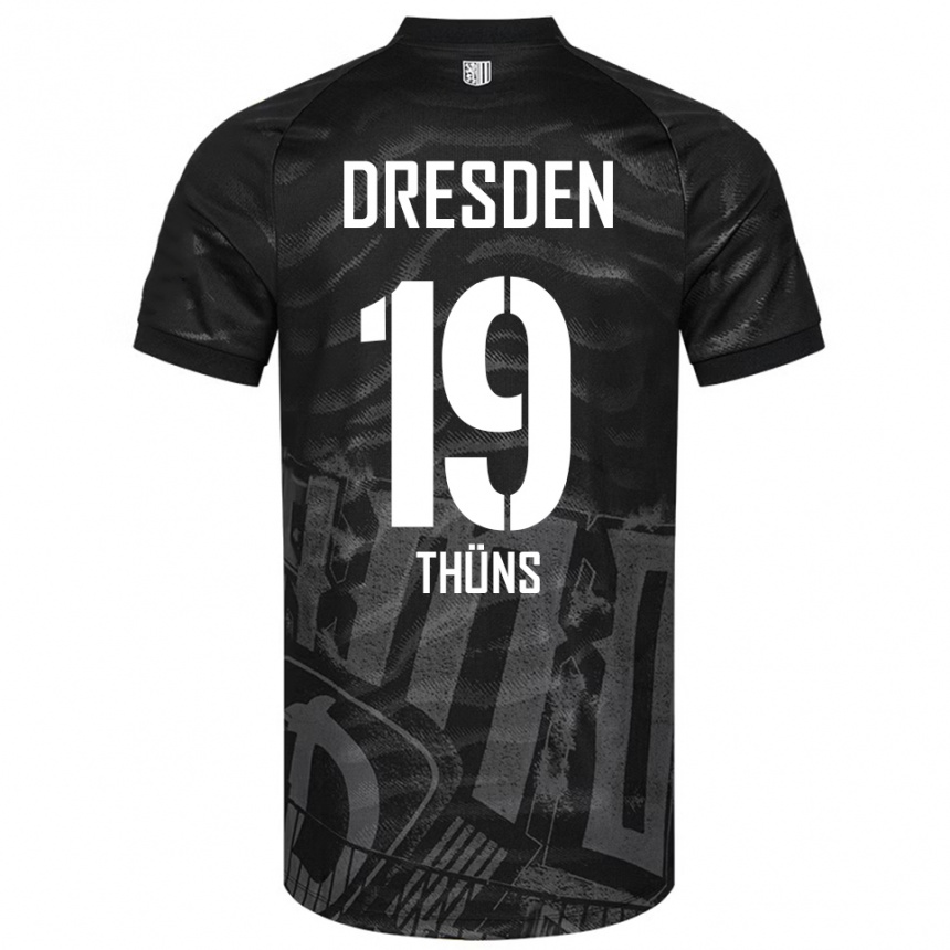 נשים כדורגל Louis Thüns #19 שחור אפור הרחק ג'רזי 2025/26