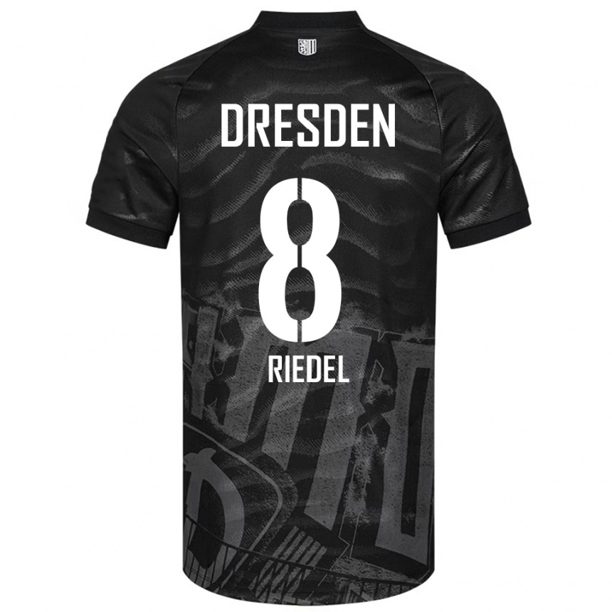 נשים כדורגל Aaron Riedel #8 שחור אפור הרחק ג'רזי 2025/26