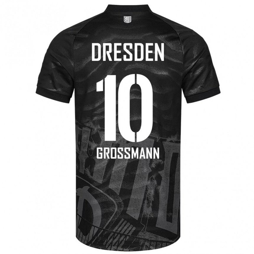 נשים כדורגל Tim Großmann #10 שחור אפור הרחק ג'רזי 2025/26