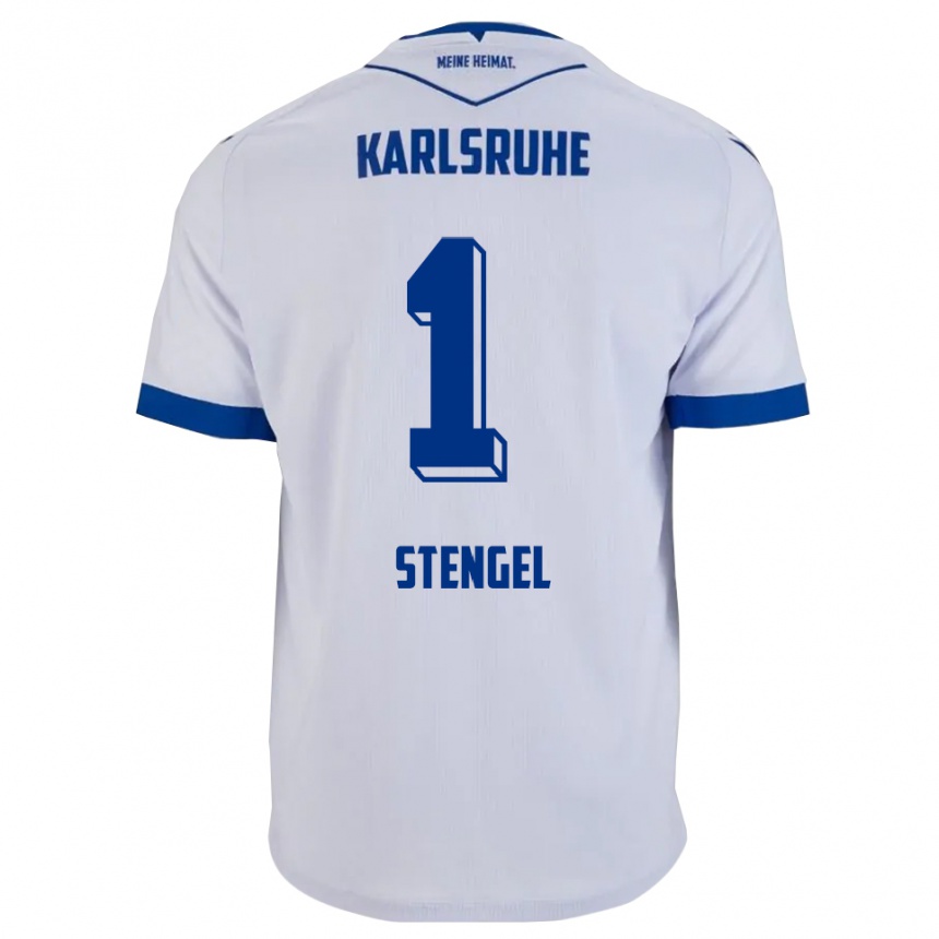 נשים כדורגל Konstantin Stengel #1 לבן כחול הרחק ג'רזי 2025/26