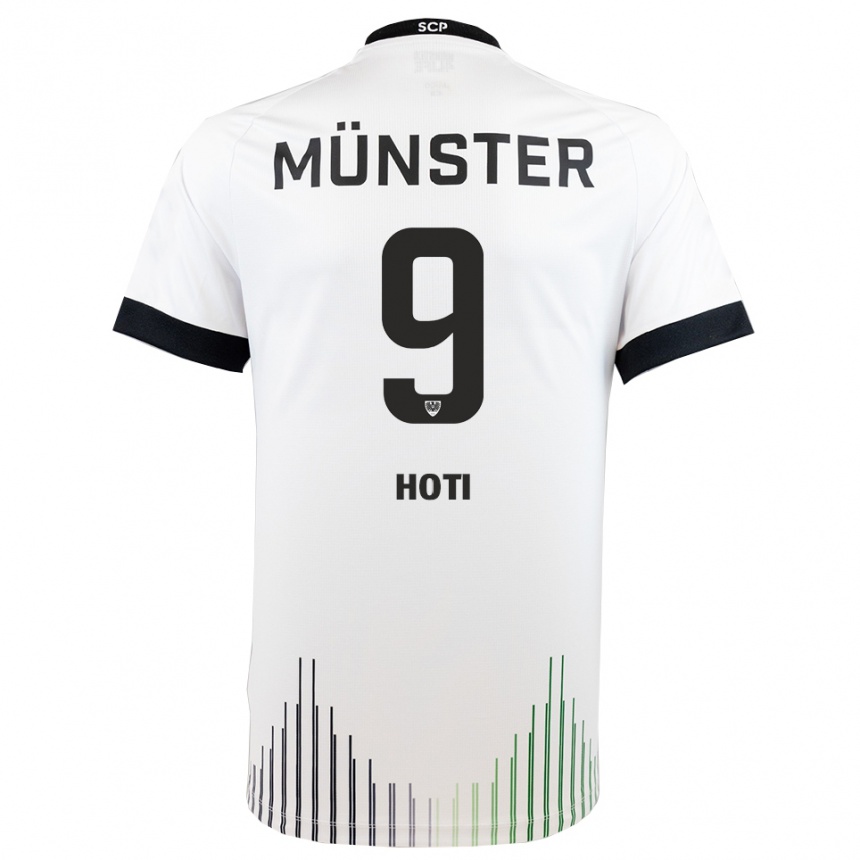 נשים כדורגל Arbnor Hoti #9 לבן שחור הרחק ג'רזי 2025/26