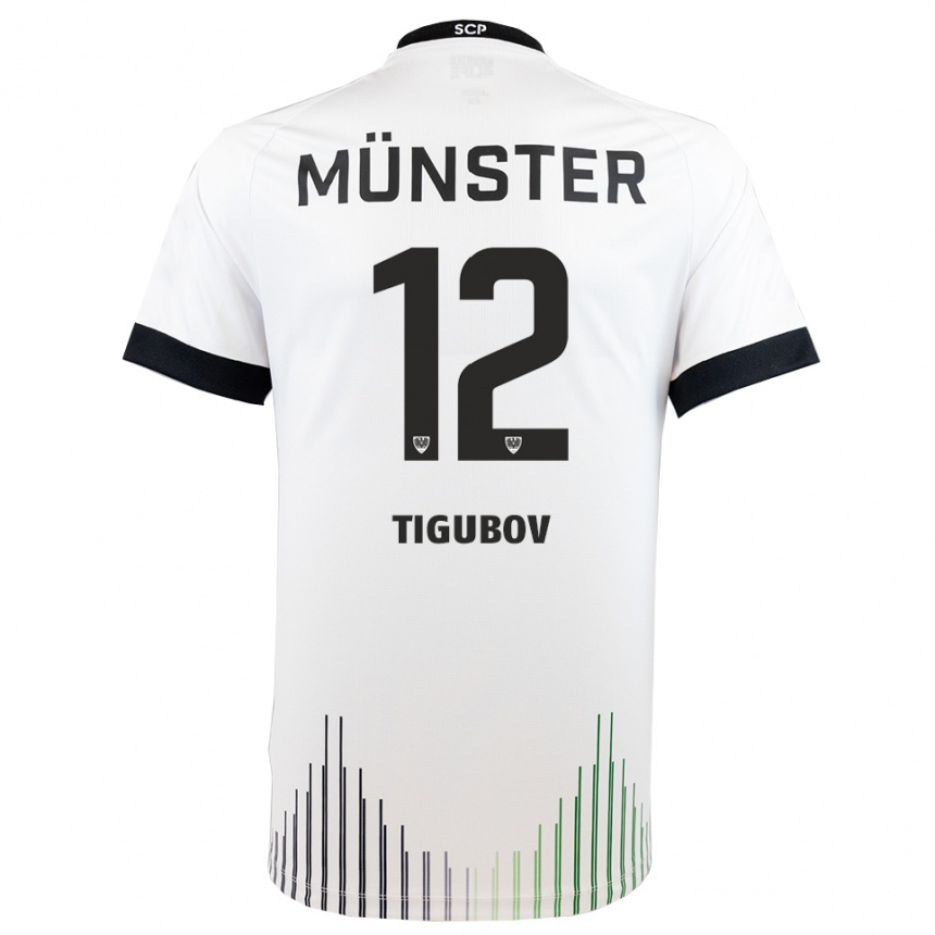 נשים כדורגל Adrian Tigubov #12 לבן שחור הרחק ג'רזי 2025/26
