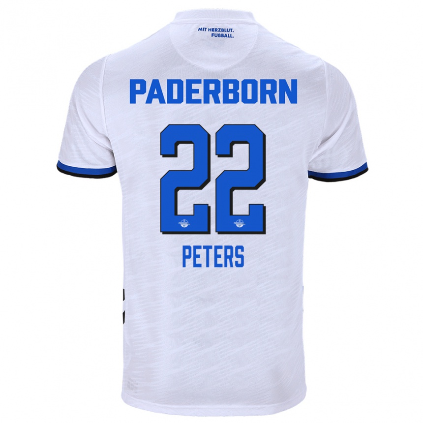 נשים כדורגל Jan Peters #22 לבן כחול הרחק ג'רזי 2025/26