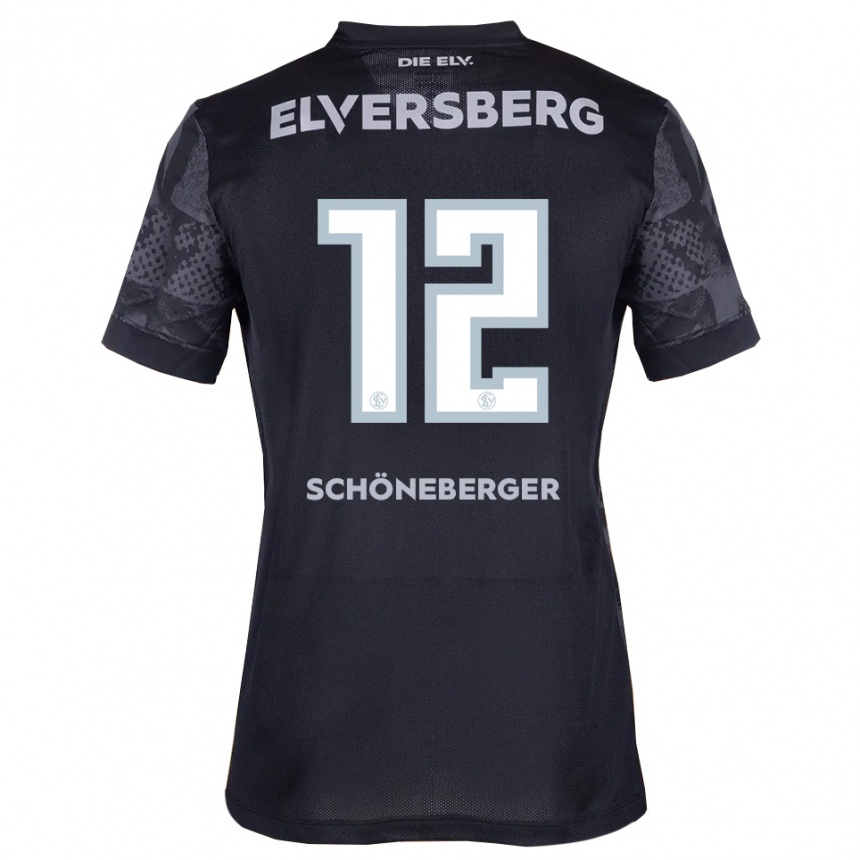 נשים כדורגל Louis Schöneberger #12 שחור אפור הרחק ג'רזי 2025/26