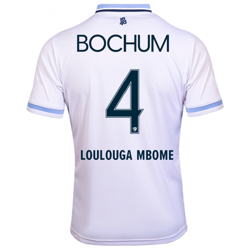 נשים כדורגל Adrien Loulouga Mbome #4 לבן תכלת הרחק ג'רזי 2025/26