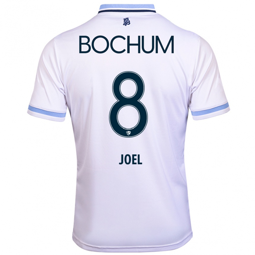 נשים כדורגל Nico Joel #8 לבן תכלת הרחק ג'רזי 2025/26