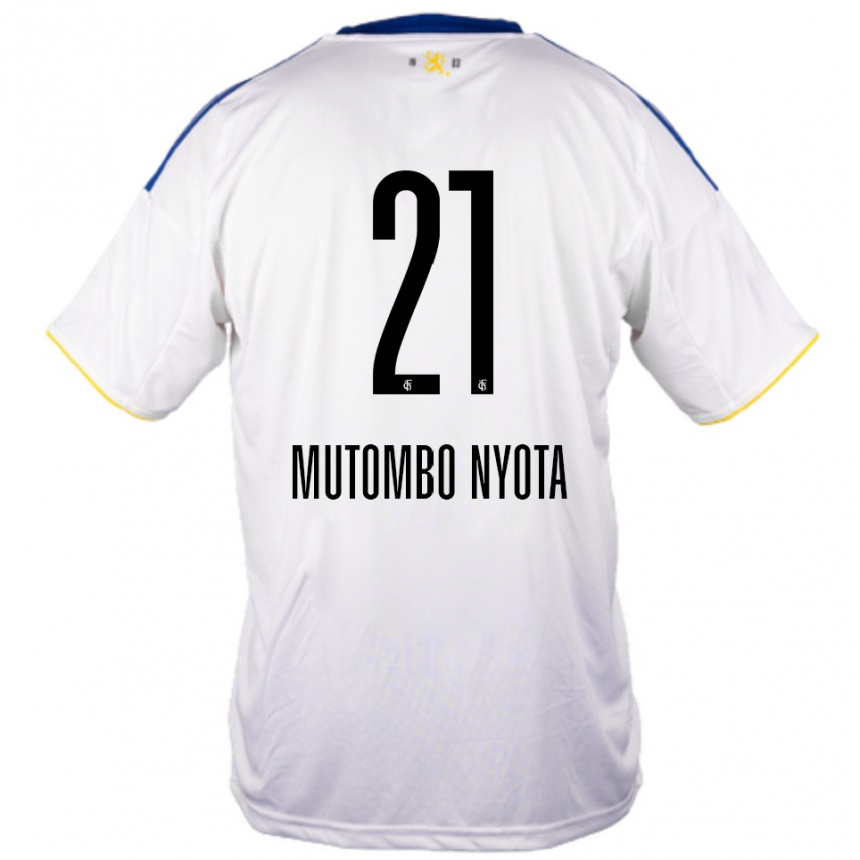 נשים כדורגל ג׳אאל מוטומבו ניוטה #21 לבן כחול צהוב הרחק ג'רזי 2025/26