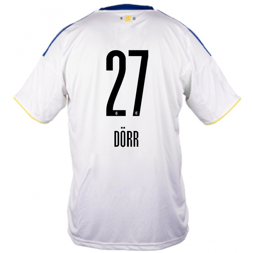 נשים כדורגל Emma Dörr #27 לבן כחול צהוב הרחק ג'רזי 2025/26