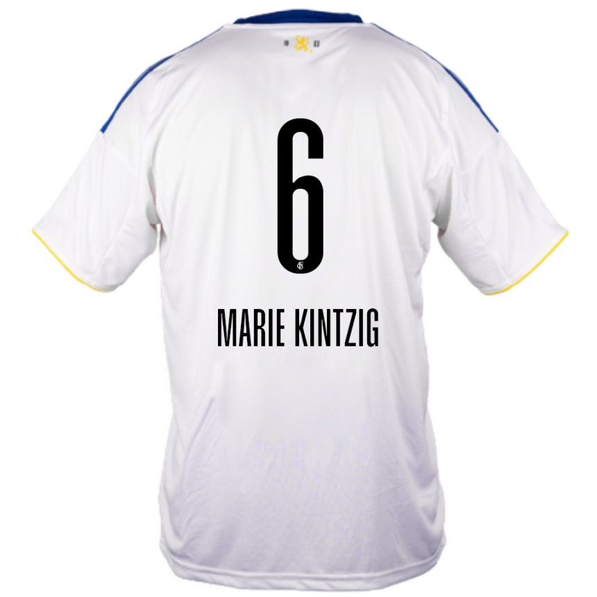 נשים כדורגל Lilly Marie Kintzig #6 לבן כחול צהוב הרחק ג'רזי 2025/26