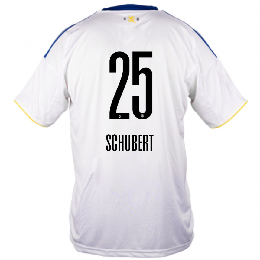 נשים כדורגל Leonardo Schubert #25 לבן כחול צהוב הרחק ג'רזי 2025/26