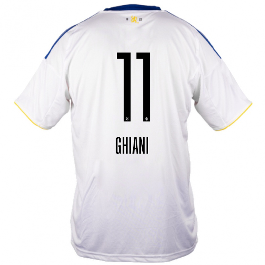 נשים כדורגל Davide Ghiani #11 לבן כחול צהוב הרחק ג'רזי 2025/26