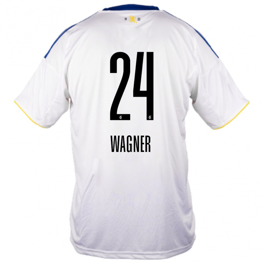 נשים כדורגל Emma Wagner #24 לבן כחול צהוב הרחק ג'רזי 2025/26