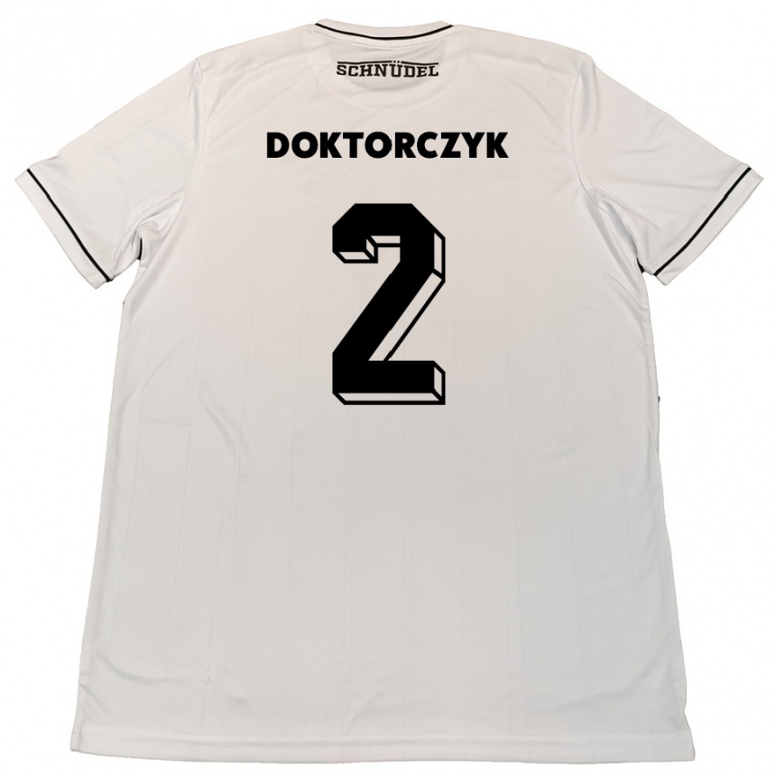 נשים כדורגל ניק דוקטורצ׳יק #2 לבן שחור הרחק ג'רזי 2025/26