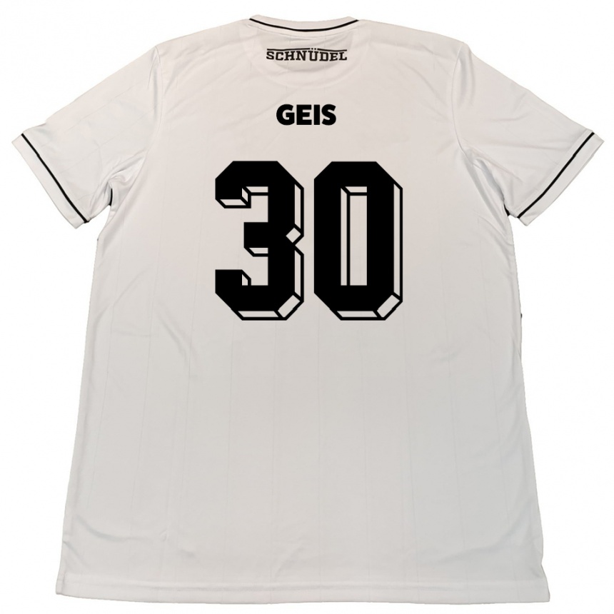 נשים כדורגל יוהנס גייס #30 לבן שחור הרחק ג'רזי 2025/26