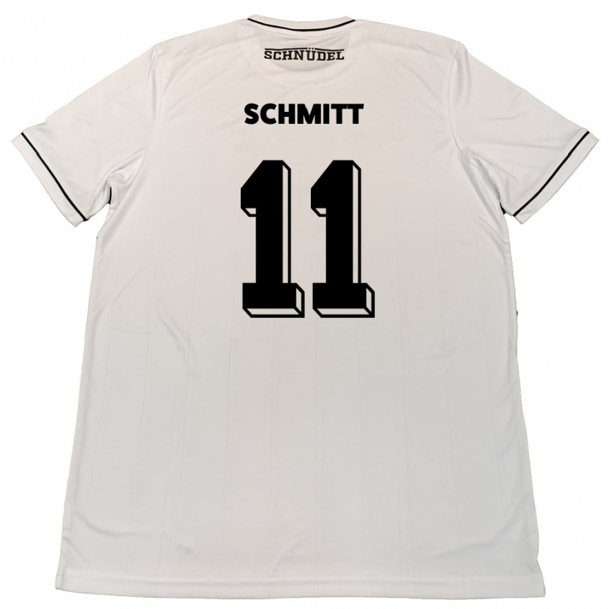 נשים כדורגל Valentin Schmitt #11 לבן שחור הרחק ג'רזי 2025/26