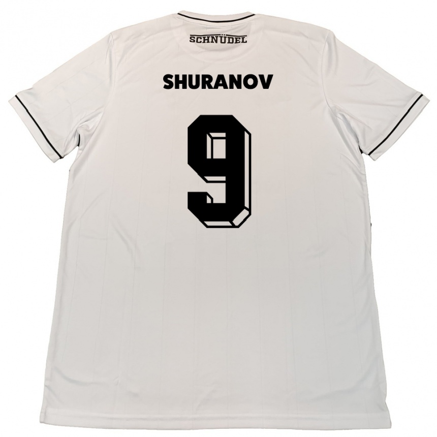 נשים כדורגל אריק שוראנוב #9 לבן שחור הרחק ג'רזי 2025/26 נשים כדורגל אריק שוראנוב #9 לבן שחור הרחק ג'רזי 2025/26