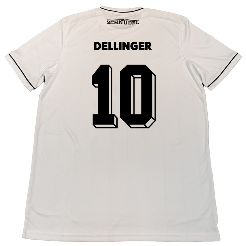 נשים כדורגל מיכאל דלינגר #10 לבן שחור הרחק ג'רזי 2025/26