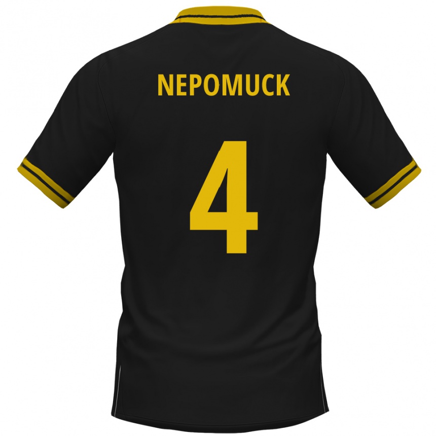 נשים כדורגל Simon Nepomuck #4 שחור צהוב הרחק ג'רזי 2025/26