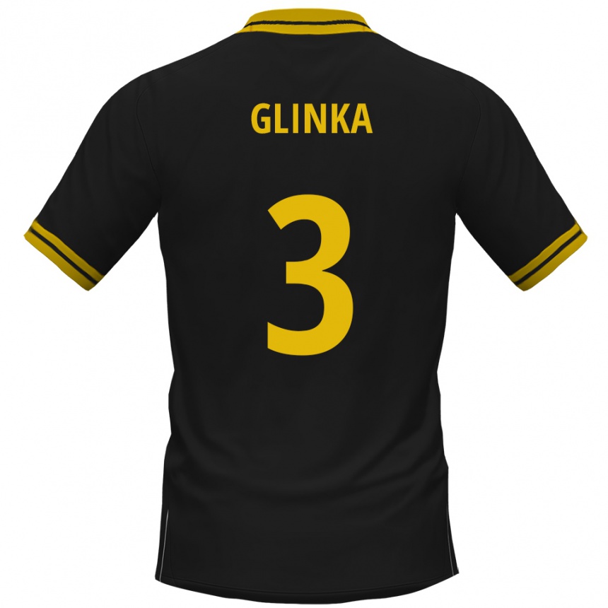 נשים כדורגל Tim Glinka #3 שחור צהוב הרחק ג'רזי 2025/26