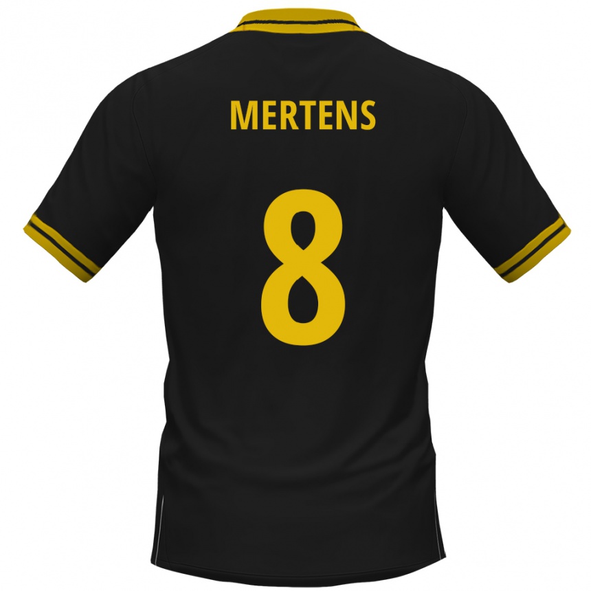 נשים כדורגל Ben Mertens #8 שחור צהוב הרחק ג'רזי 2025/26