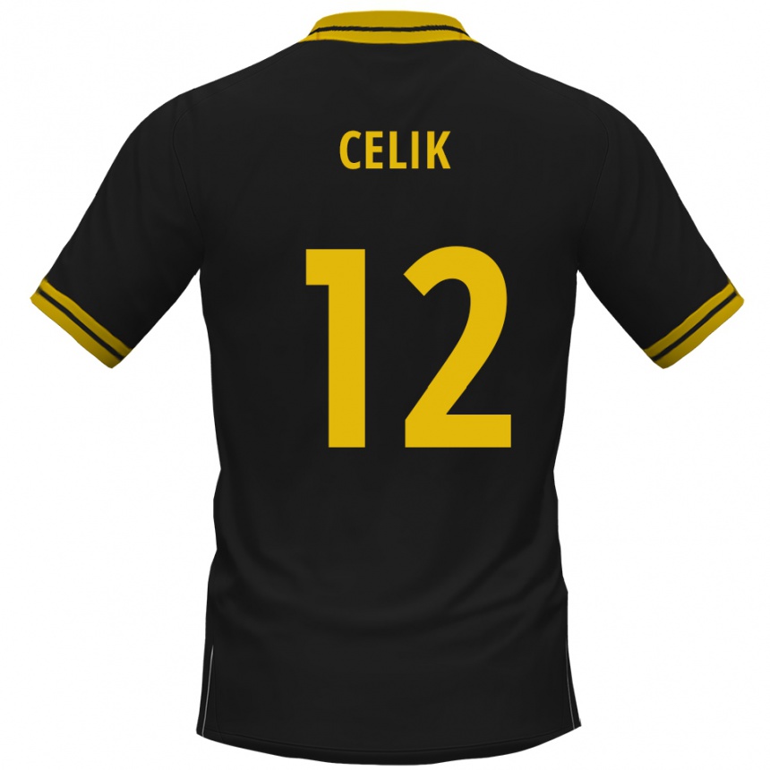 נשים כדורגל Haci Celik #12 שחור צהוב הרחק ג'רזי 2025/26