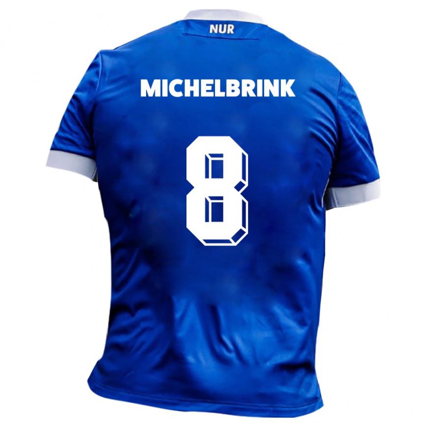 נשים כדורגל לוקאס מיכלברינק #8 כחול לבן הרחק ג'רזי 2025/26