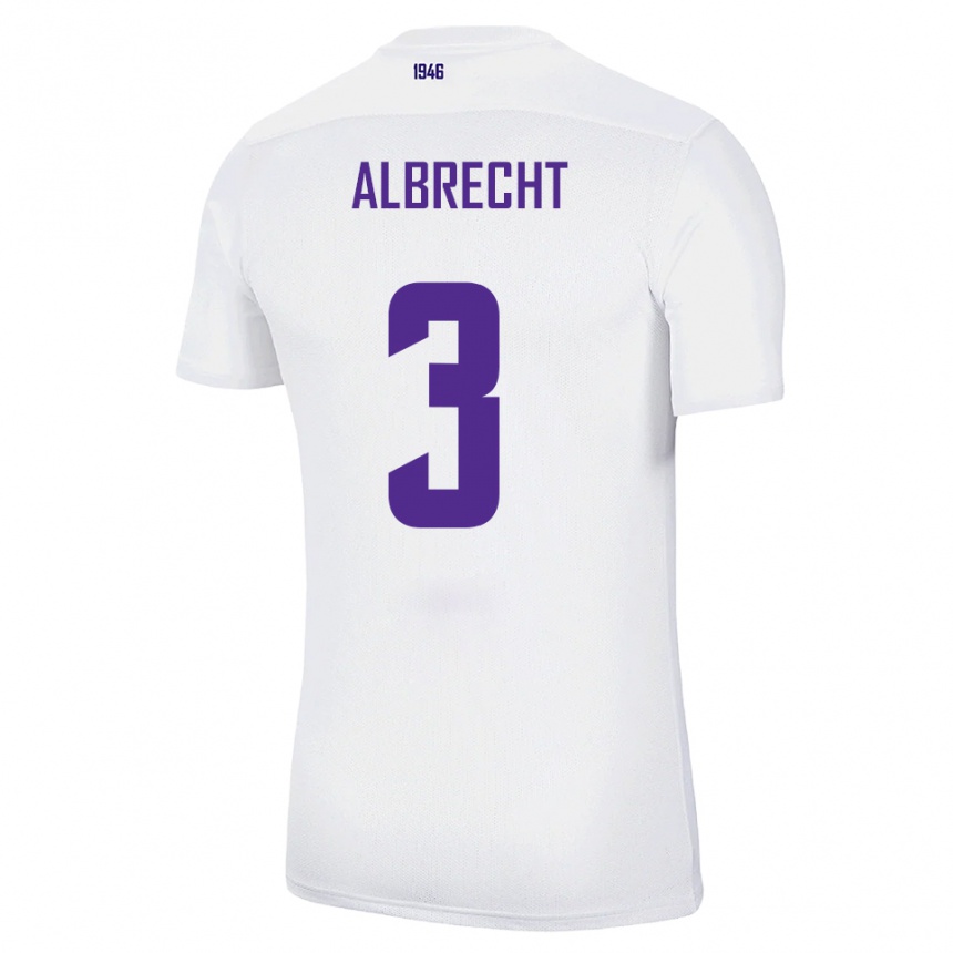 נשים כדורגל Ben Albrecht #3 לבן ירוק הרחק ג'רזי 2025/26