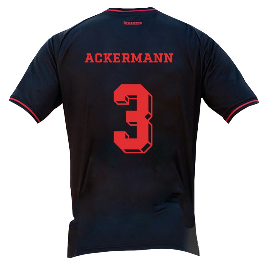 נשים כדורגל Tom Ackermann #3 שחור אדום לבן הרחק ג'רזי 2025/26