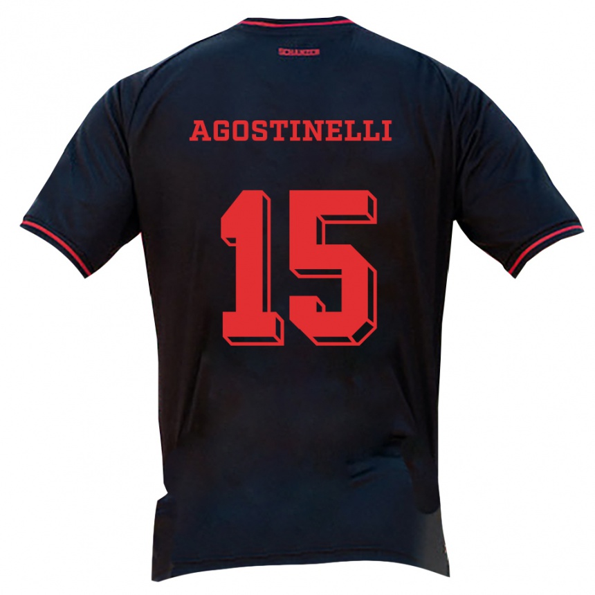 נשים כדורגל Massimo Agostinelli #15 שחור אדום לבן הרחק ג'רזי 2025/26