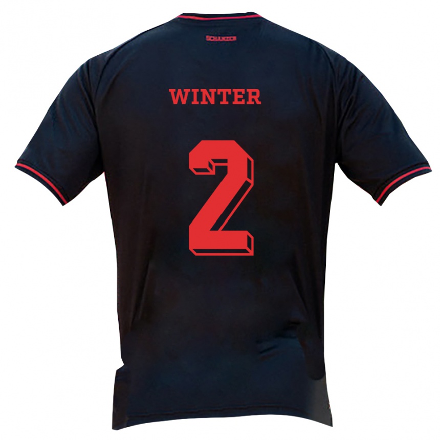 נשים כדורגל Mara Winter #2 שחור אדום לבן הרחק ג'רזי 2025/26