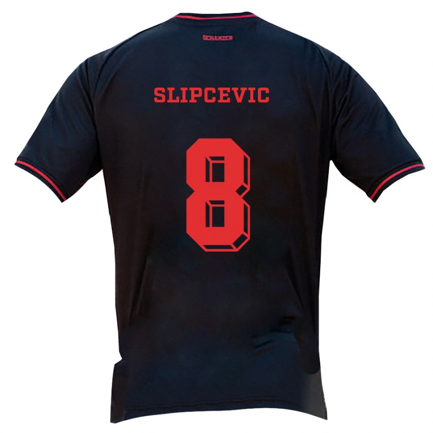 נשים כדורגל Ivana Slipcevic #8 שחור אדום לבן הרחק ג'רזי 2025/26