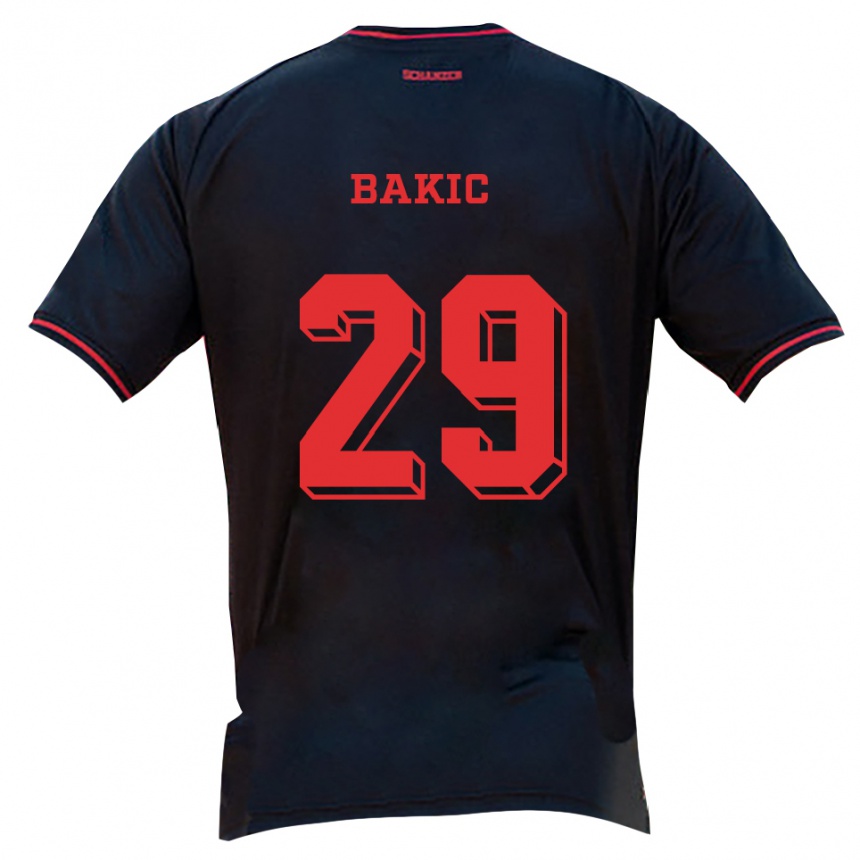 נשים כדורגל Edis Bakic #29 שחור אדום לבן הרחק ג'רזי 2025/26