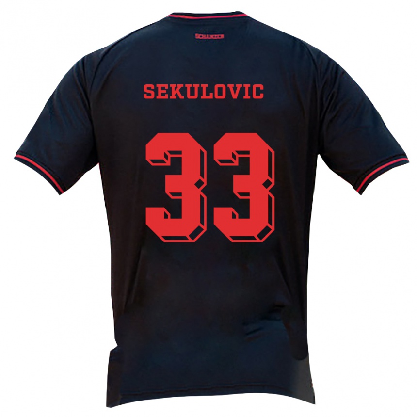 נשים כדורגל Davide-Danilo Sekulovic #33 שחור אדום לבן הרחק ג'רזי 2025/26