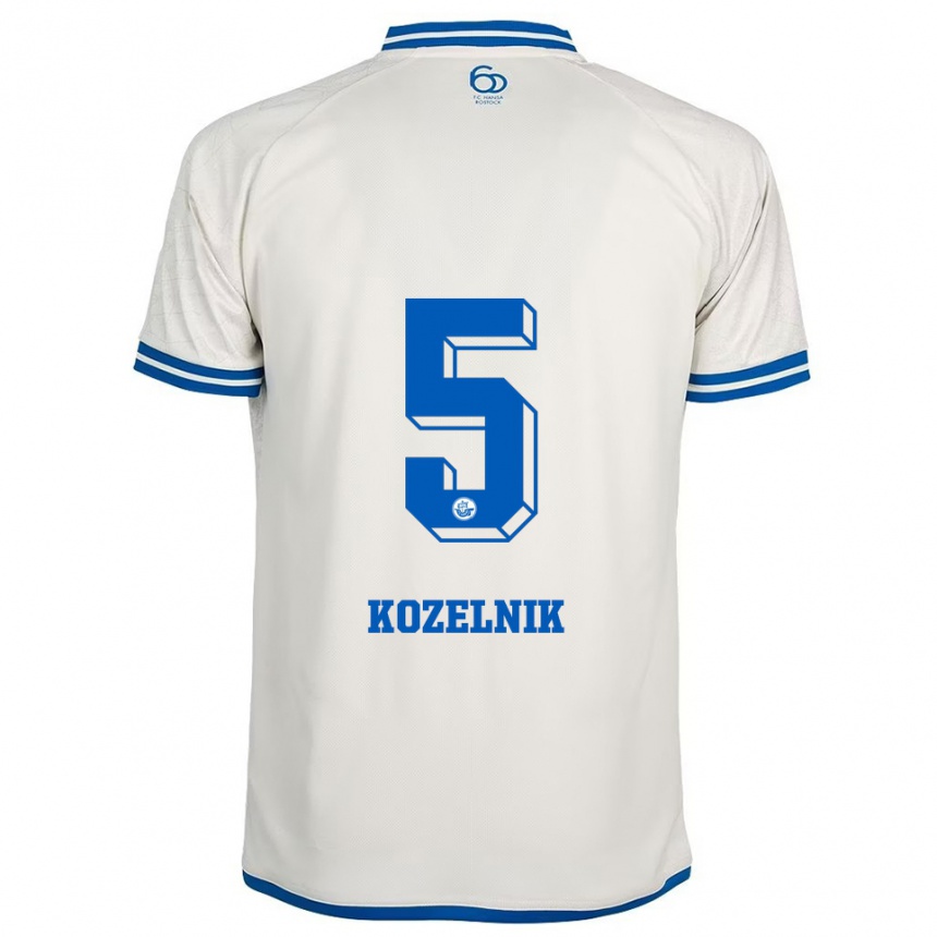 נשים כדורגל Till Kozelnik #5 לבן כחול הרחק ג'רזי 2025/26