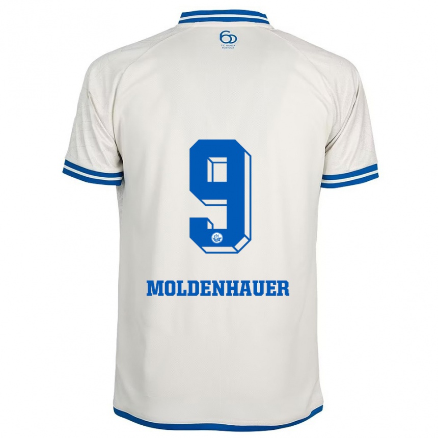 נשים כדורגל Max Moldenhauer #9 לבן כחול הרחק ג'רזי 2025/26