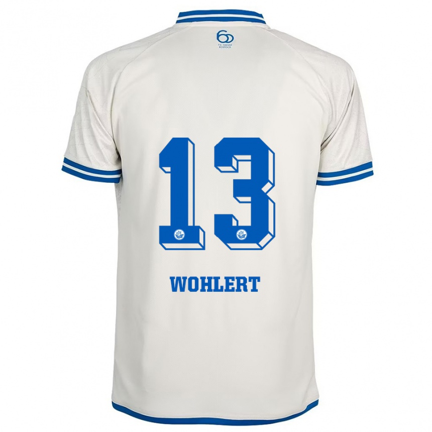 נשים כדורגל Finlay Wohlert #13 לבן כחול הרחק ג'רזי 2025/26