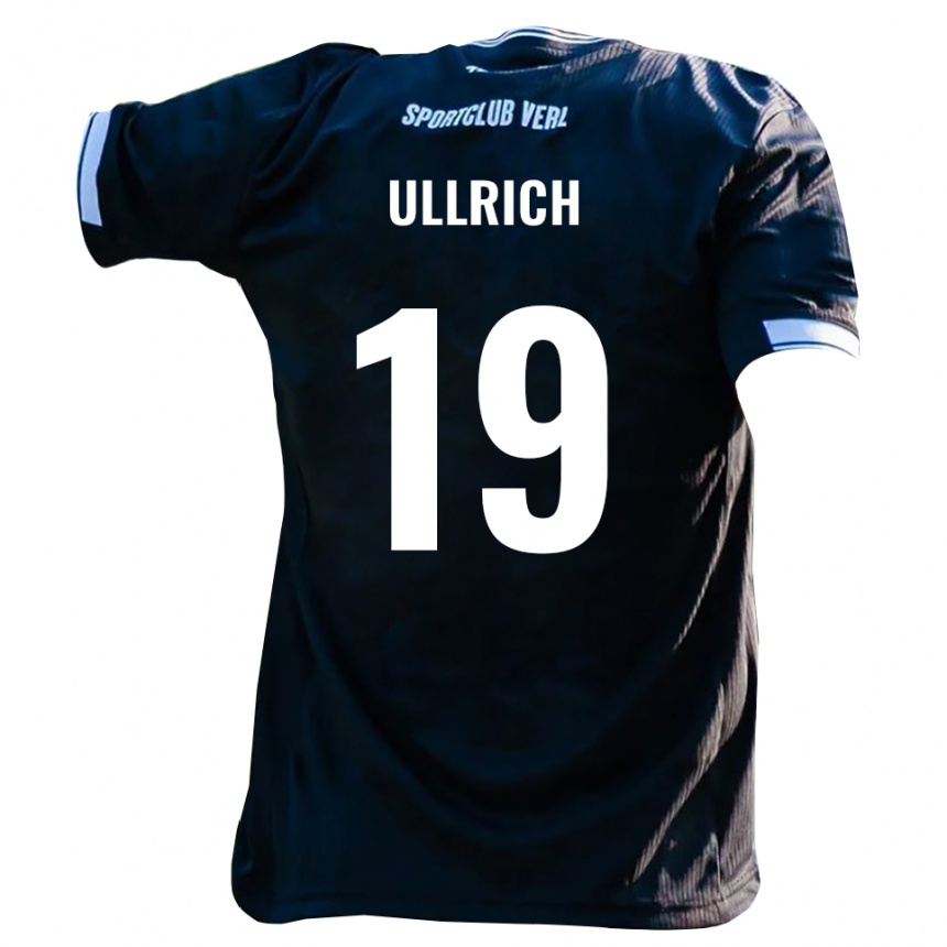 נשים כדורגל Nikita Ullrich #19 שחור לבן הרחק ג'רזי 2025/26