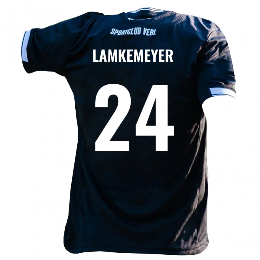 נשים כדורגל Moritz Lamkemeyer #24 שחור לבן הרחק ג'רזי 2025/26