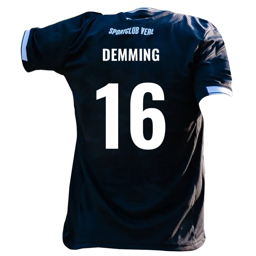 נשים כדורגל לוקאס דמינג #16 שחור לבן הרחק ג'רזי 2025/26