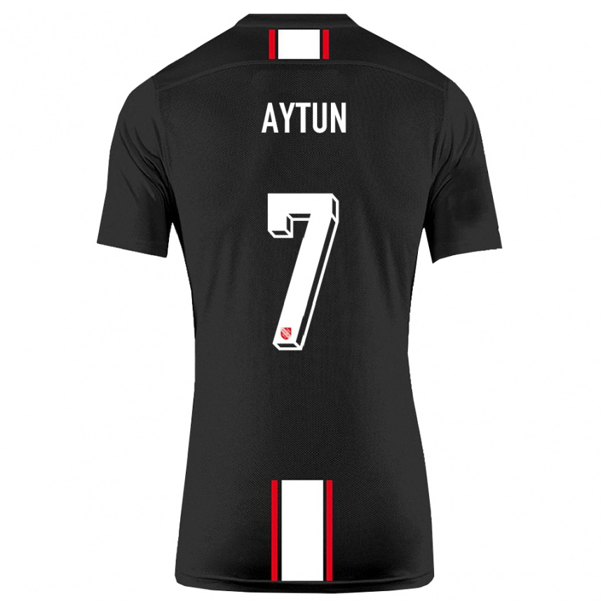 נשים כדורגל Emre Aytun #7 שחור לבן הרחק ג'רזי 2025/26