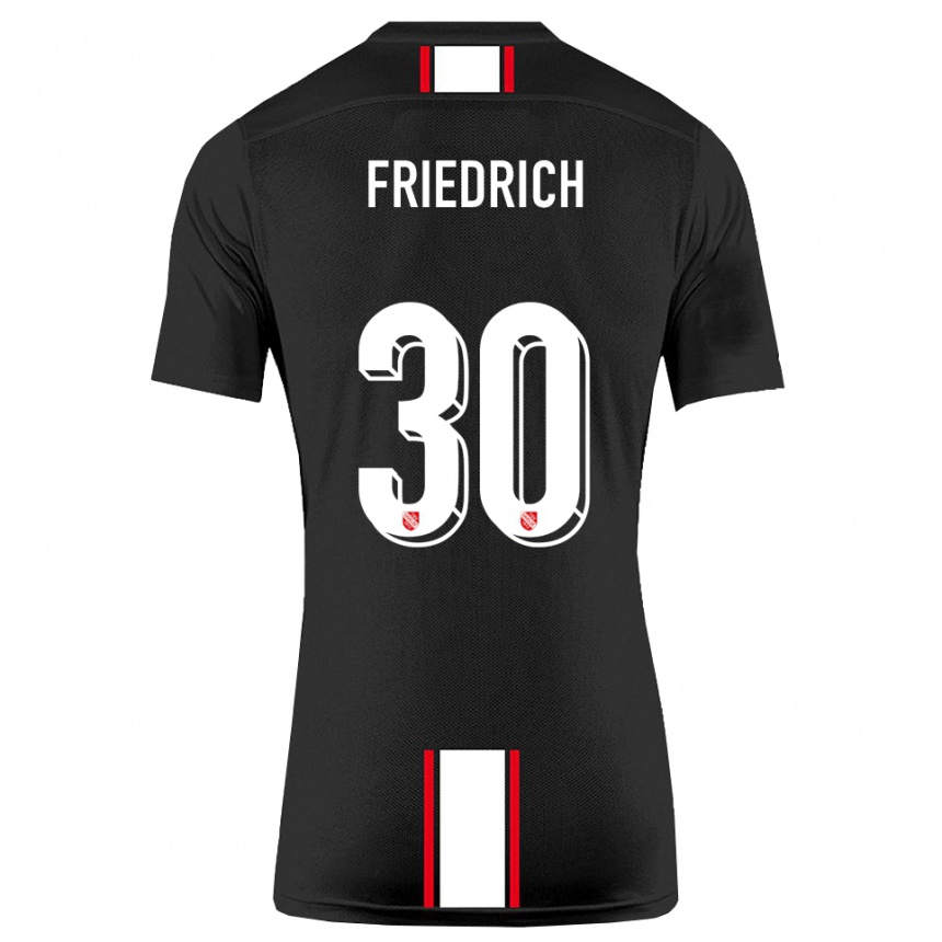 נשים כדורגל טימו פרידריך #30 שחור לבן הרחק ג'רזי 2025/26